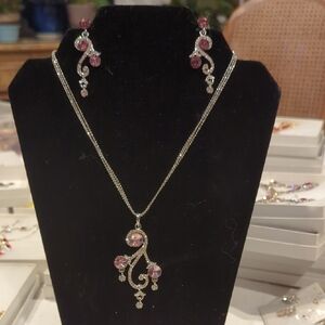 Elegant Pink and Silver Jewelry Set